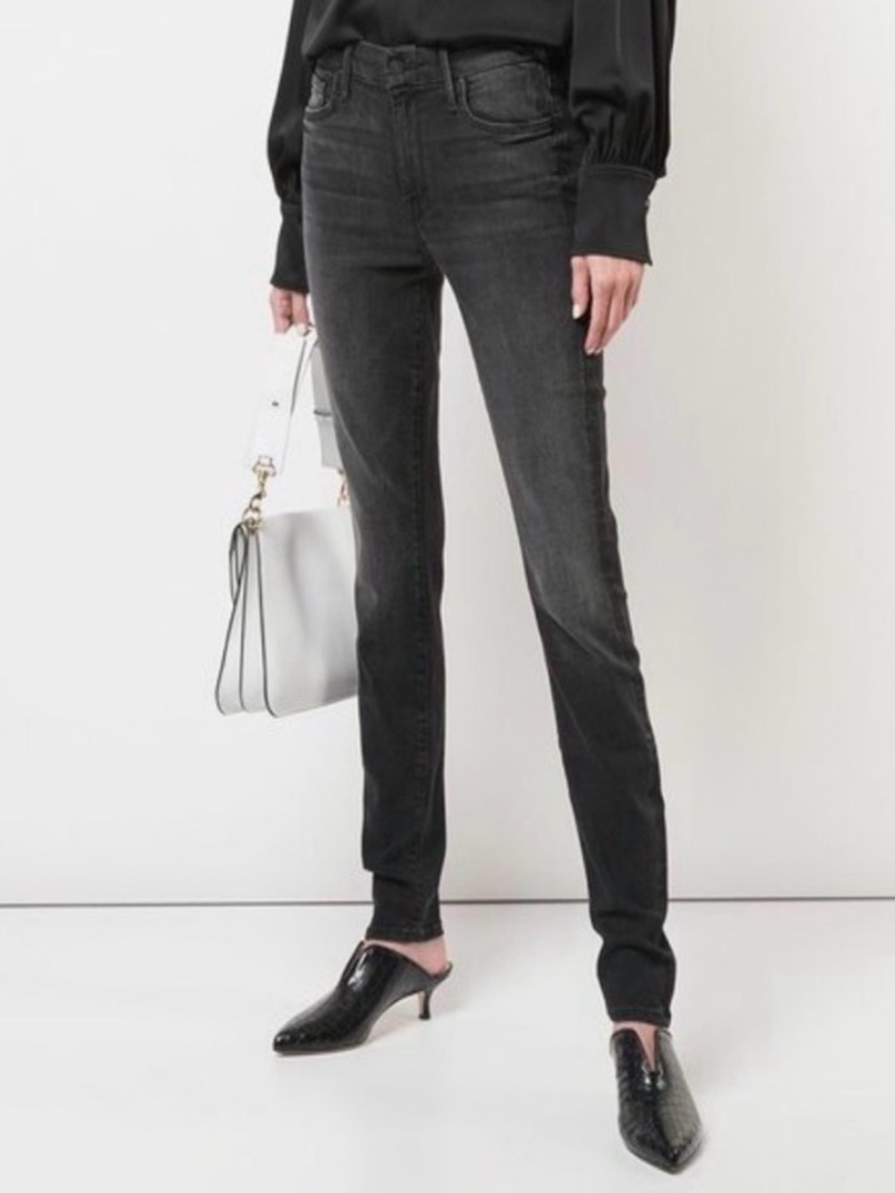 MOTHER The Looker Night Hawk Black High Waist Skinny Jeans 28 Dark Wash Stretch